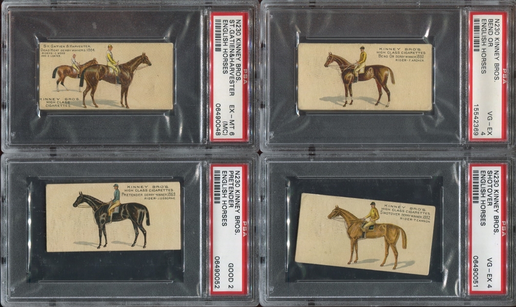 N230 Kinney Tobacco English Famous Running Horses Lot of (4) PSA-Graded Cards