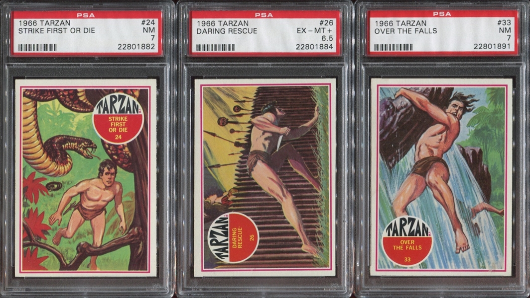 1966 Philadelphia Tarzan Lot of (7) PSA-graded cards