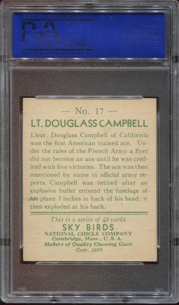 R136 National Chicle Sky Birds #17 Lieutenant Douglass Campbell PSA7 NM