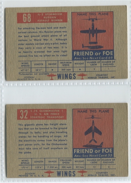 1952 Doeskin Tissues / Topps Wings Lot of (3) Cards
