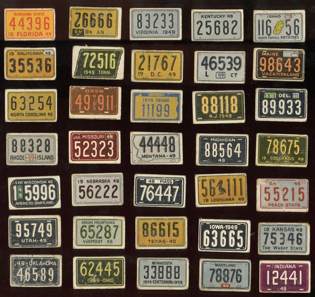 1949 Topps License Plates Near Set (35/50)