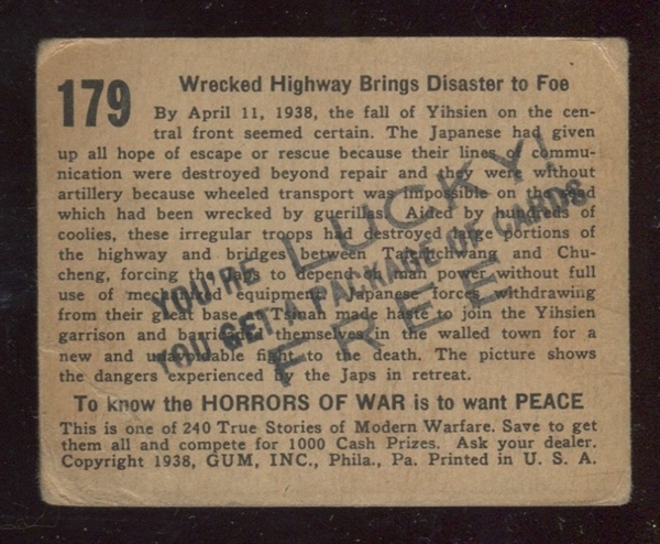 R69 Gum Inc Horrors of Free Pack Card #179 - Wrecked Highway...