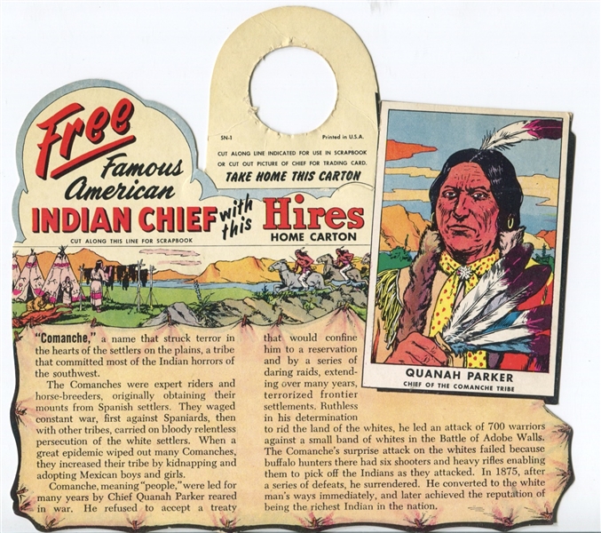 1950's Hires Root Beer Hangar Tags Indians Near Set (5/6)