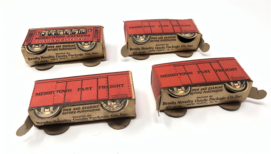 Great Lot of (4) Brody Novelty Candy Small Train Car Boxes