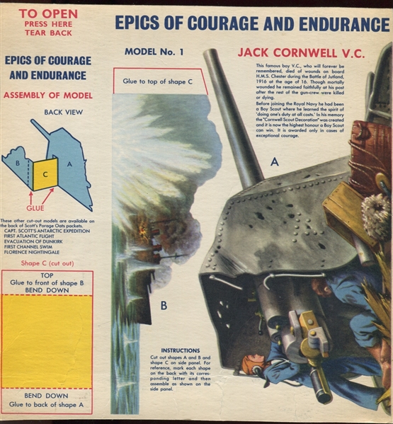 Scott Porage Oats Epics of Courage and Endurance Cereal box Cut-Out lot of (6)