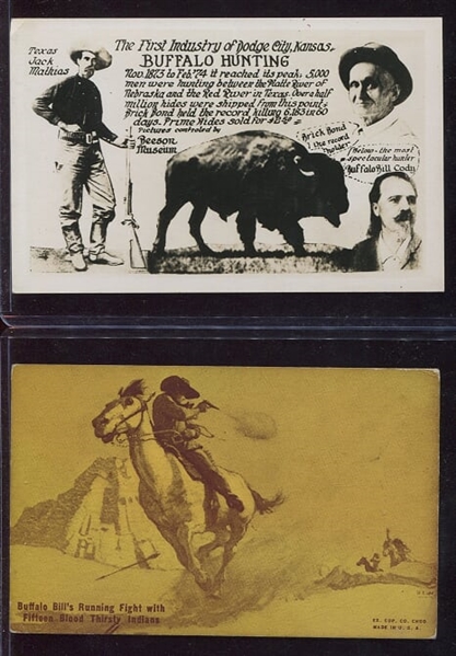Lot of (6) Vintage Buffalo Bill Cody Postcards with RPPC and Exhibit
