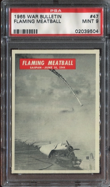 1965 Philadelphia Gum War Bulletin #47 Flaming Meatball PSA9 MINT