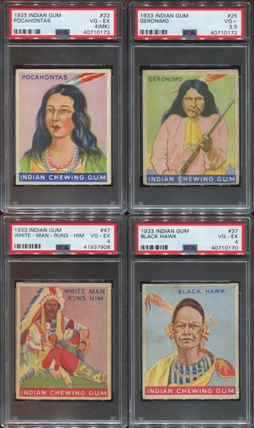 R73 Goudey Gum Indians Lot of (8) PSA-Graded Cards