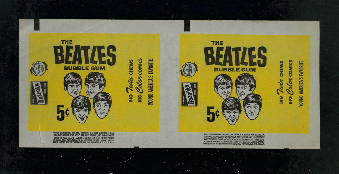 1960's Topps Beatles Uncut Wrapper Pair