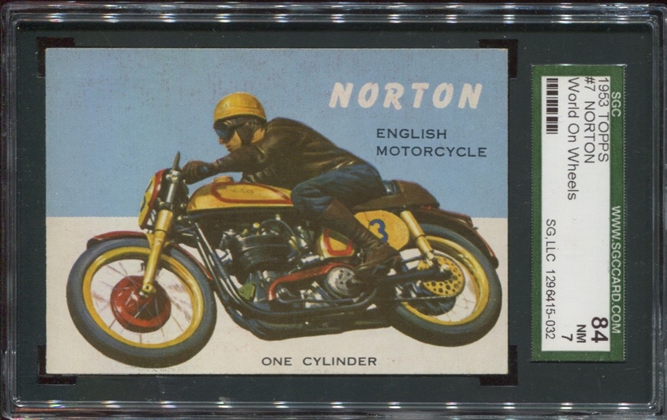 1954 Topps World on Wheels #7 Norton SGC84 NM7 ERROR