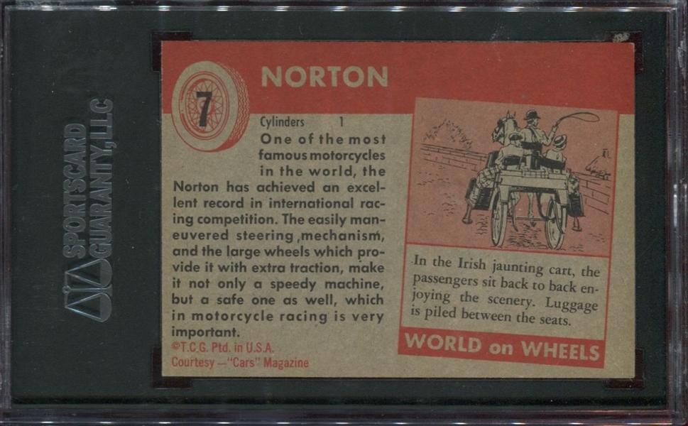 1954 Topps World on Wheels #7 Norton SGC84 NM7 ERROR