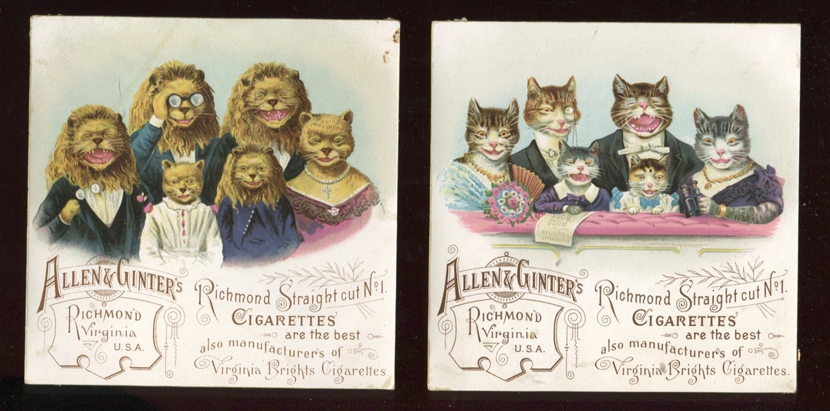 Allen & Ginter Anthropomorphic Trade Card set of (4)