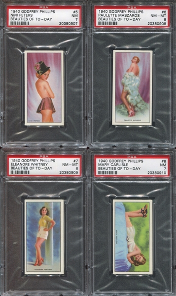 1940 Godfrey Phillips Beauties of To-Day Complete PSA-Graded Set of (36) Cards