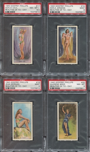 1940 Godfrey Phillips Beauties of To-Day Complete PSA-Graded Set of (36) Cards