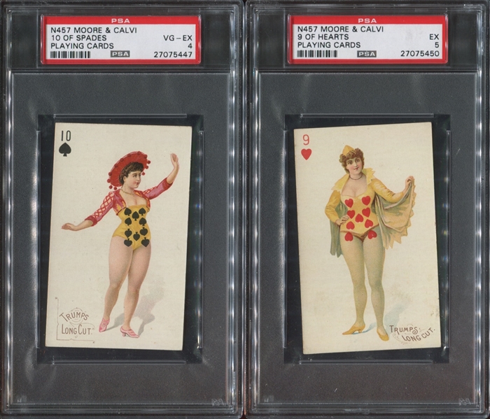 N457 Moore & Calvi Playing Cards PSA-Graded Lot of (6) Cards