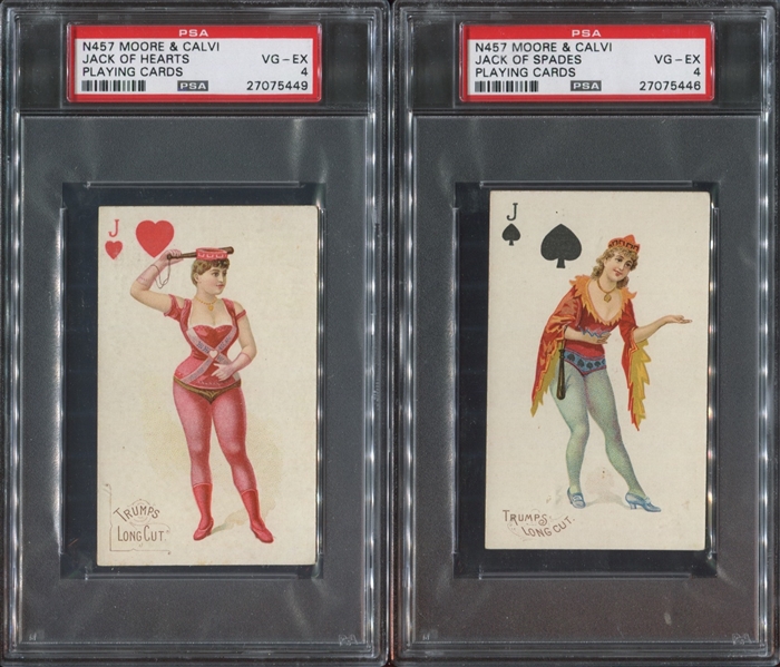 N457 Moore & Calvi Playing Cards PSA-Graded Lot of (6) Cards