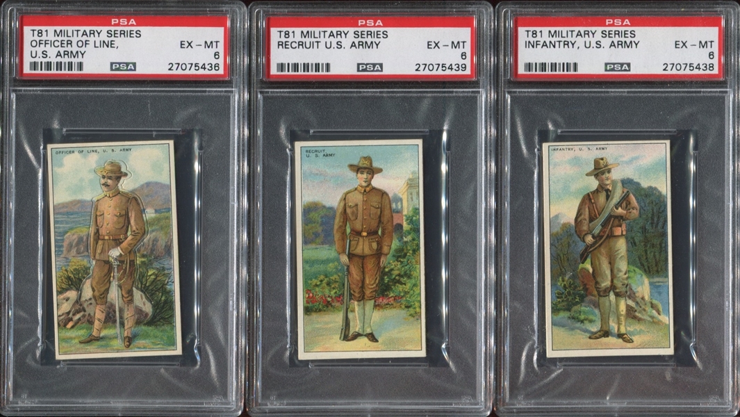 T81 Recruit Little Cigars Military Cards PSA-Graded Lot of (6) Cards