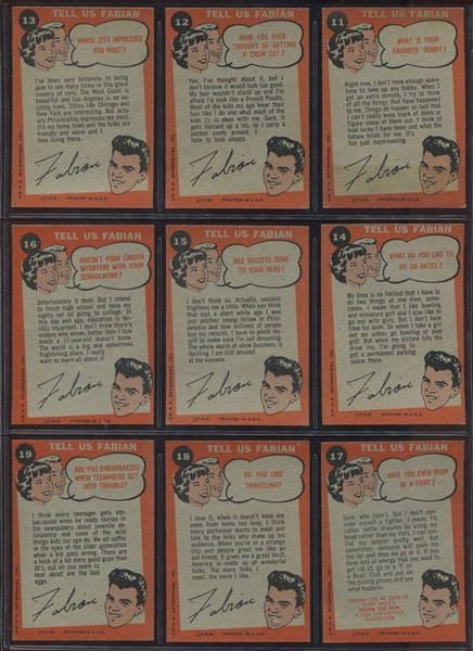 1959 Topps Fabian Near Set (51/55) of Cards