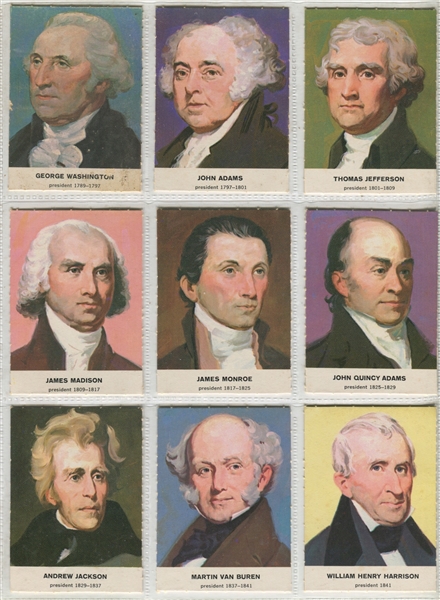 1960 Golden Press Presidents Complete Set of (33) Cards