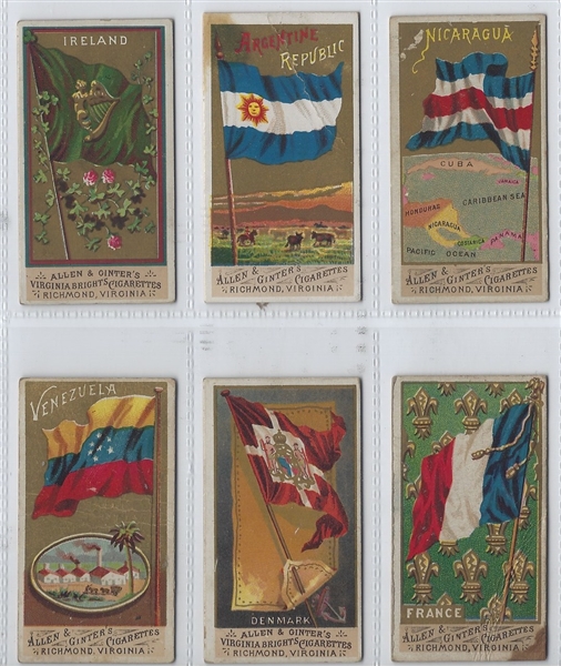 N9, N10 and N17 Allen & Ginter Flags Lot of (16) Cards