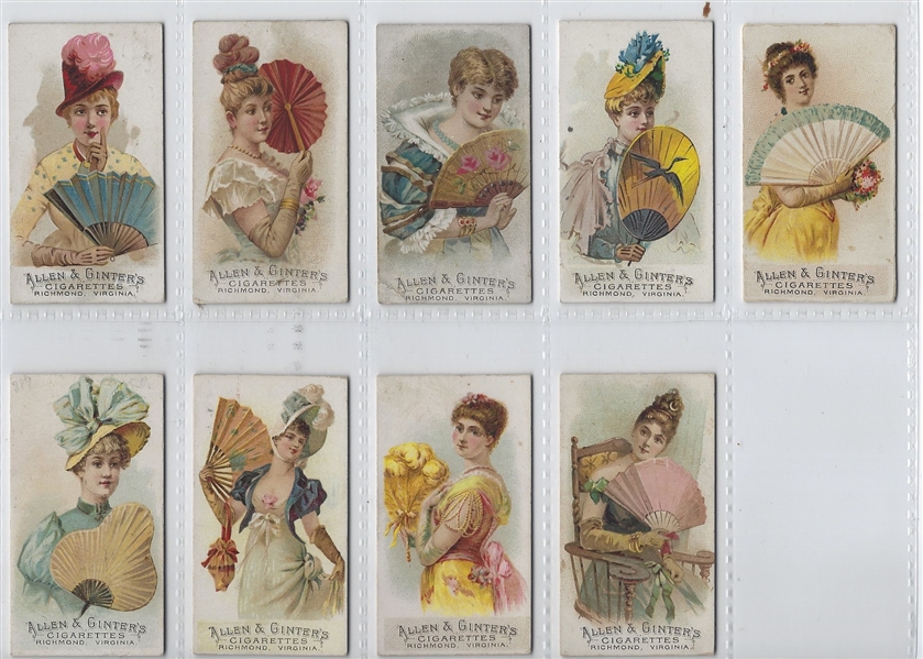 N7 Allen & Ginter Fans of the Period Lot of (9) Cards