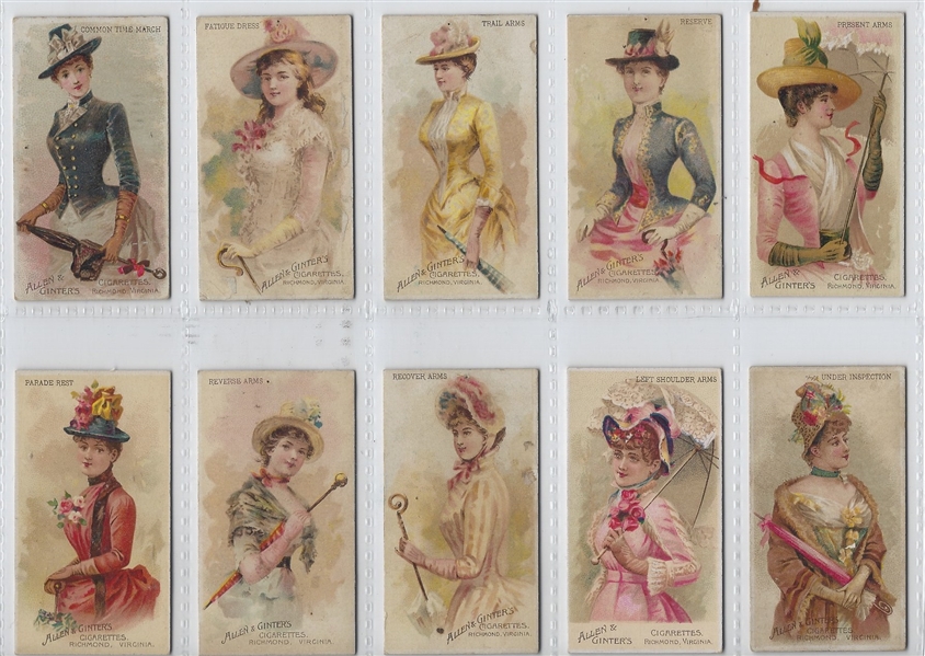 N18 Allen & Ginter Parasol Drill Lot of (10) Cards