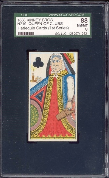 N219 Kinney Brothers Tobacco Harlequin Cards (1st Series) Queen of Clubs SGC88 NM/MT