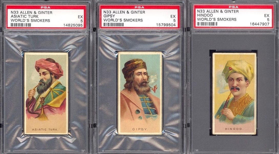 N33 Allen & Ginter World's Smokers Lot of (6) PSA-Graded Cards