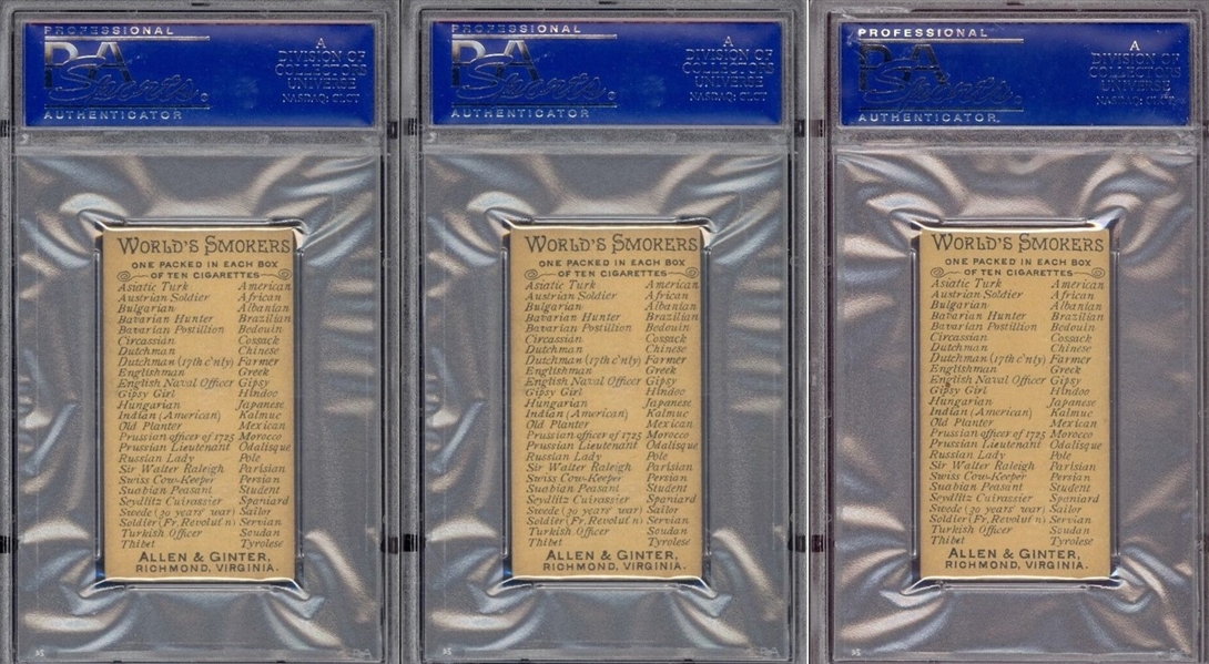 N33 Allen & Ginter World's Smokers Lot of (6) PSA-Graded Cards