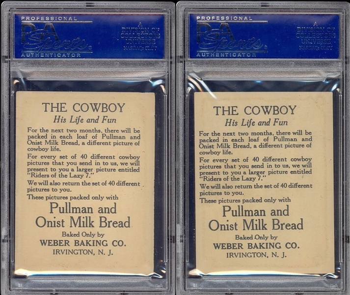 D25 Weber Baking Company Cowboys Lot of (2) PSA6 EX-MT Graded Cards