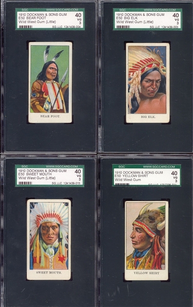 E50 Dockman Wild West Gum Lot of (8) SGC-Graded cards with 50's and 40's