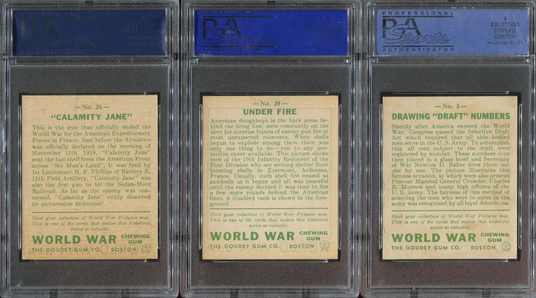 R174 Goudey World War Gum Lot of (5) High Grade PSA-Graded Cards