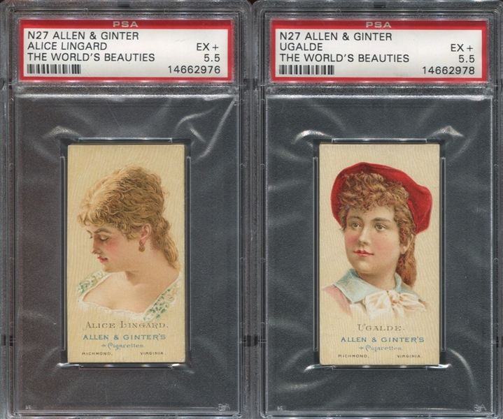N27 Allen & Ginter World's Beauty Second Series Lot of (9) PSA5.5 EX+ Cards