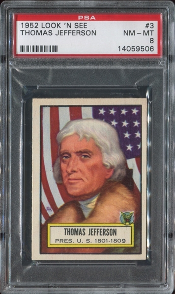 1952 Topps Look 'N See #3 Thomas Jefferson PSA8 NMMT