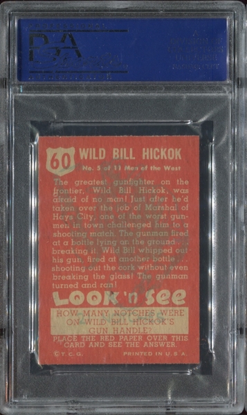 1952 Topps Look 'N See #60 Wild Bill Hickock PSA8 NM/MT