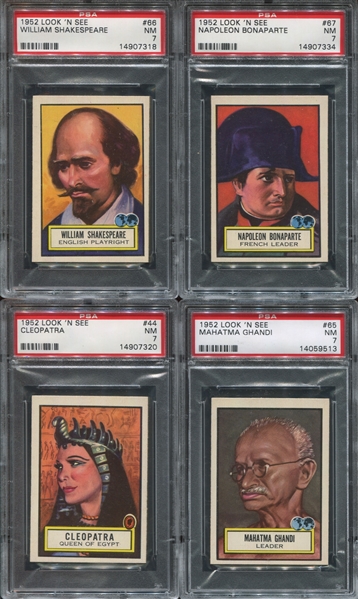 1952 Topps Look 'N See Lot of (4) PSA7 NM Historical Figures