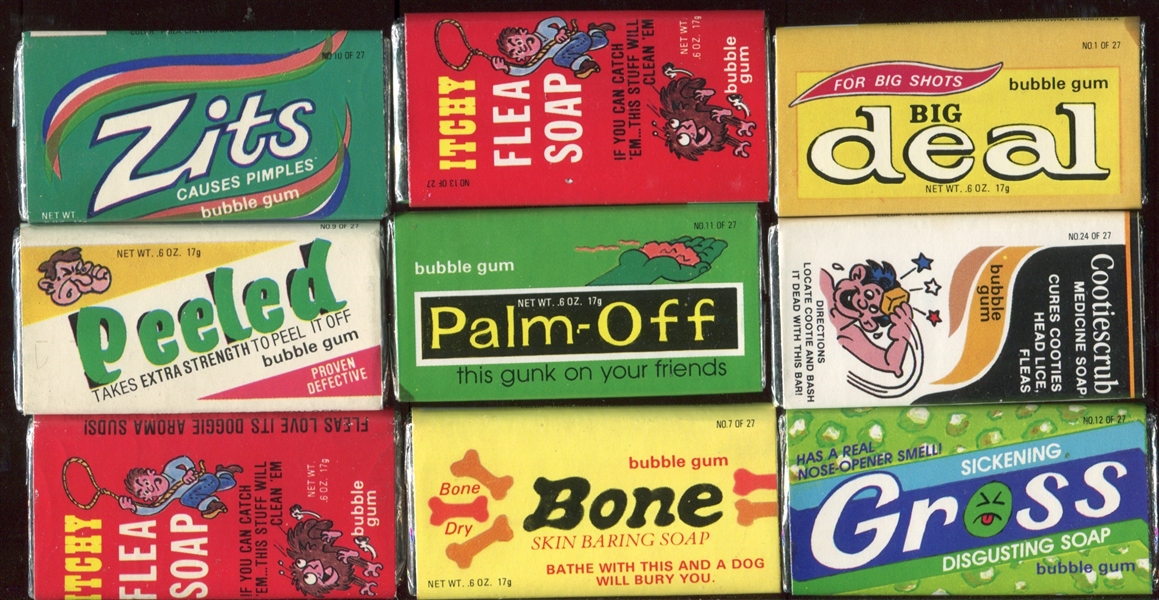 1980's Philadelphia Gum Parody Gum Complete Set of (27) Packages Plus Duplicates
