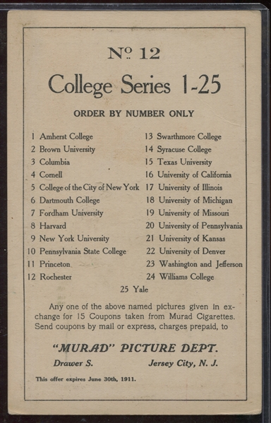 T6 Murad College Series Cabinet Card - Rochester (Serif Type)