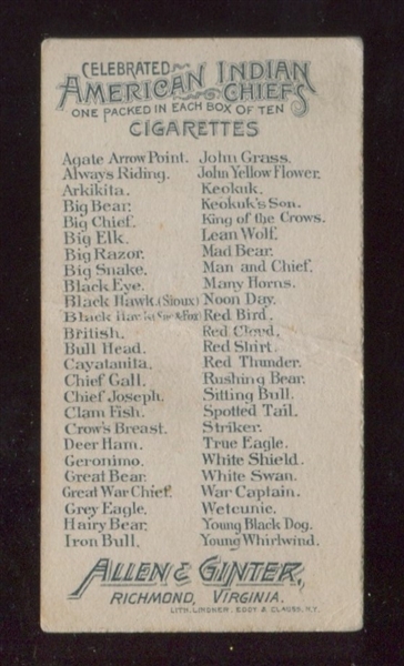 N2 Allen & Ginter American Indians ERROR Card - British Ioway