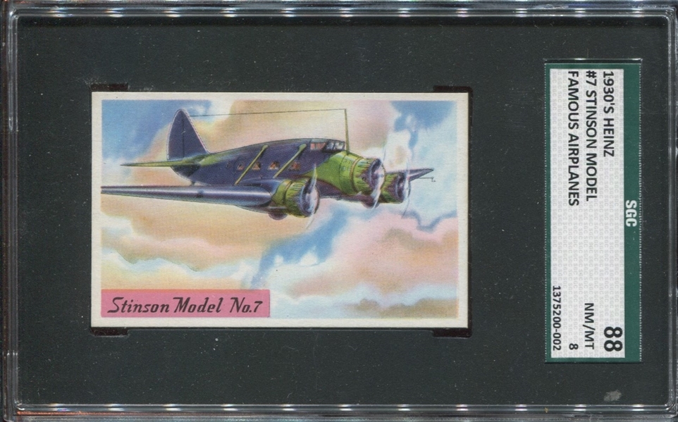 F277-1 1940 Heinz Famous Airplanes #7 Stinson Model SGC88 NMMT