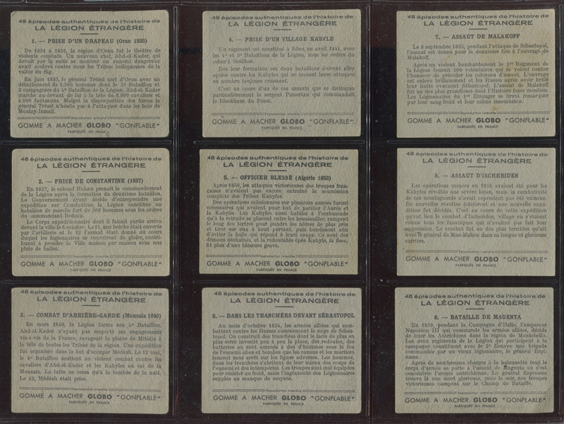 1930's French Globo Gum Foreign Legion Complete Set of (48) Cards