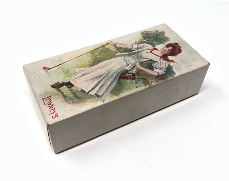 1905 Lowney's Chocolate College Girls-Golf Display Box like E230 Postcards