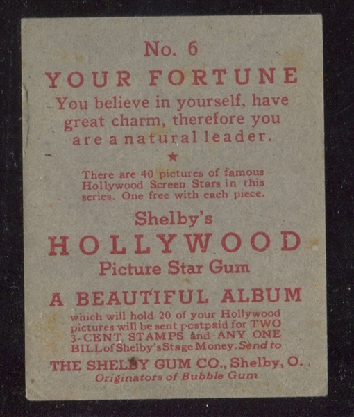 R68 Shelby Gum Hollywood Stars Pair with Blank back Card