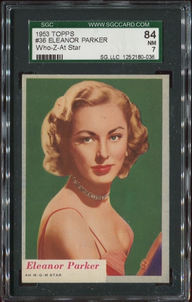 1953 Topps Who-Z-At Star #36 Eleanor Parker SGC84 NM 7