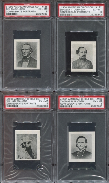 E-UNC American Chicle Confederate Portraits Lot of (7) PSA6 EXMT Graded Cards