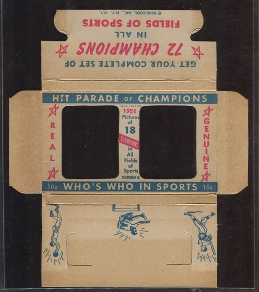 1951 Berk Ross Hit Parade of Champions Series 2 Wrapper/Box