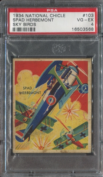 R136 National Chicle Sky Birds High Number #103 Spad Herbemont PSA4 VGEX