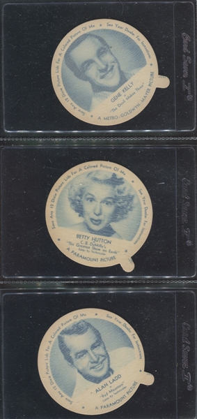 F5 Dixie Cup Lids Movie Stars Complete Set of (24) Cards -1953