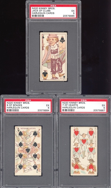 N220 Kinney Tobacco Harlequin Playing Cards Lot of (4) PSA5 EX Graded Cards
