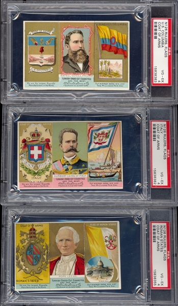 N126 Duke Tobacco Rulers, Coats of Arms and Flags Lot of (12) PSA4 VGEX Examples